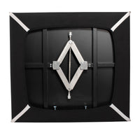 Back view of Quick Dam Flood Gate showing adjustable steel jack mechanism that expands to seal doorways and create a watertight flood barrier.