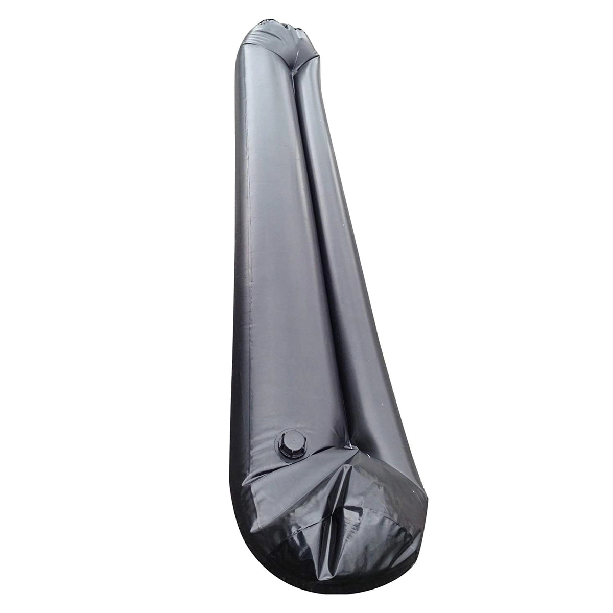 Quick Dam Water Curb shown filled and extended, heavy-duty black tube with water-fill cap for flood protection and water diversion.