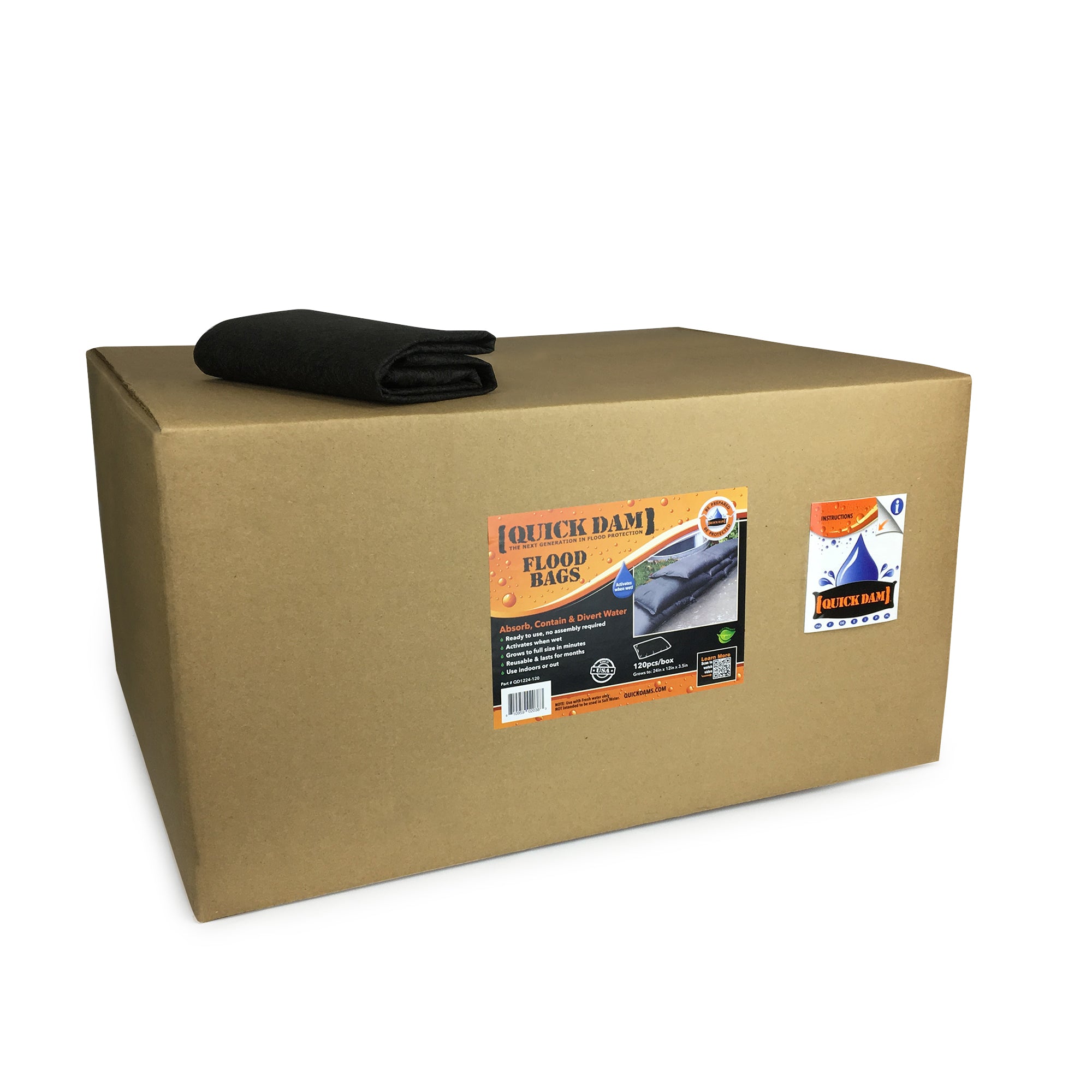 Quick Dam Jumbo Flood Bags - 25/Pack, Size: 12 inch x 48 inch, QD1248-25