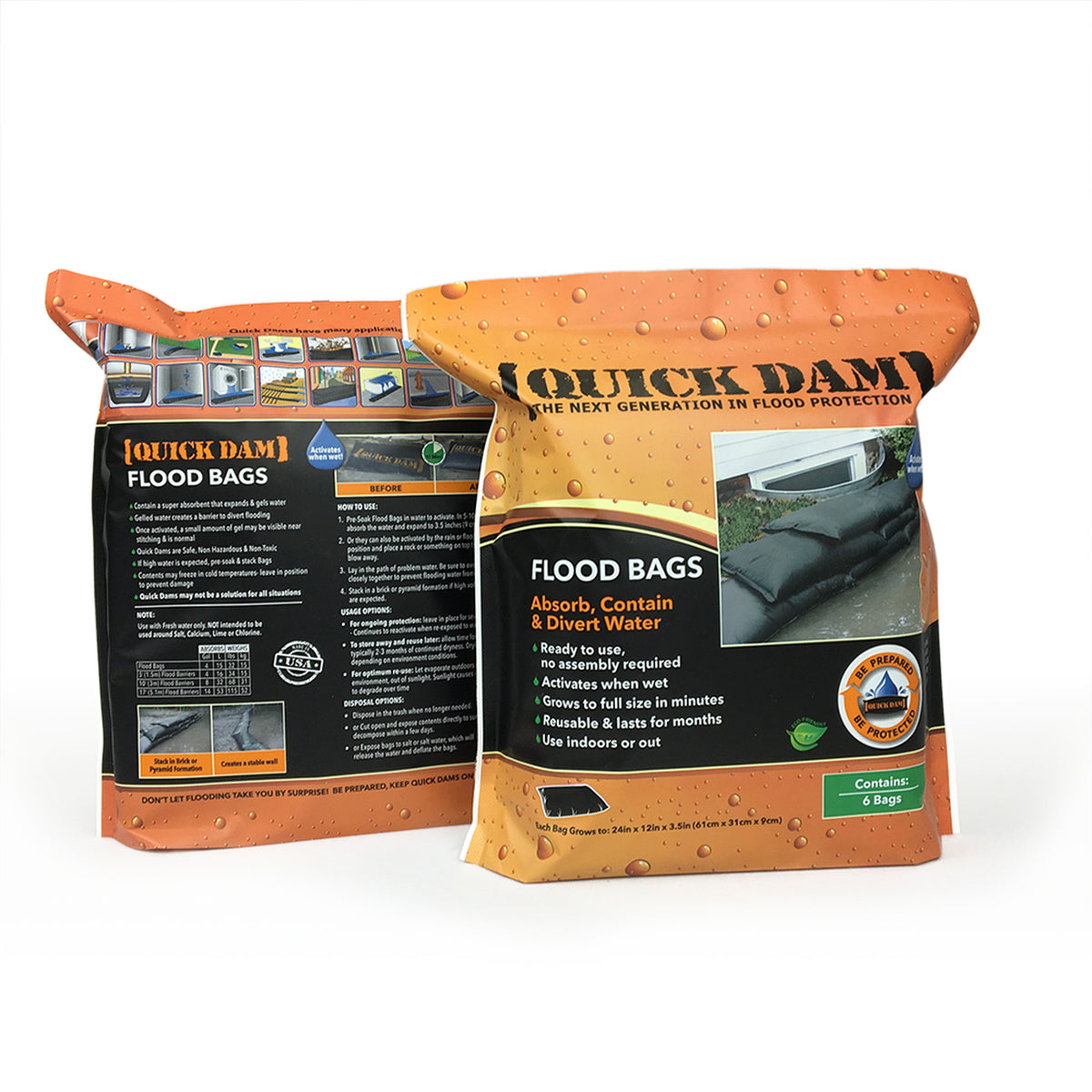 Quick Dam Flood Bags 6 Pack Package