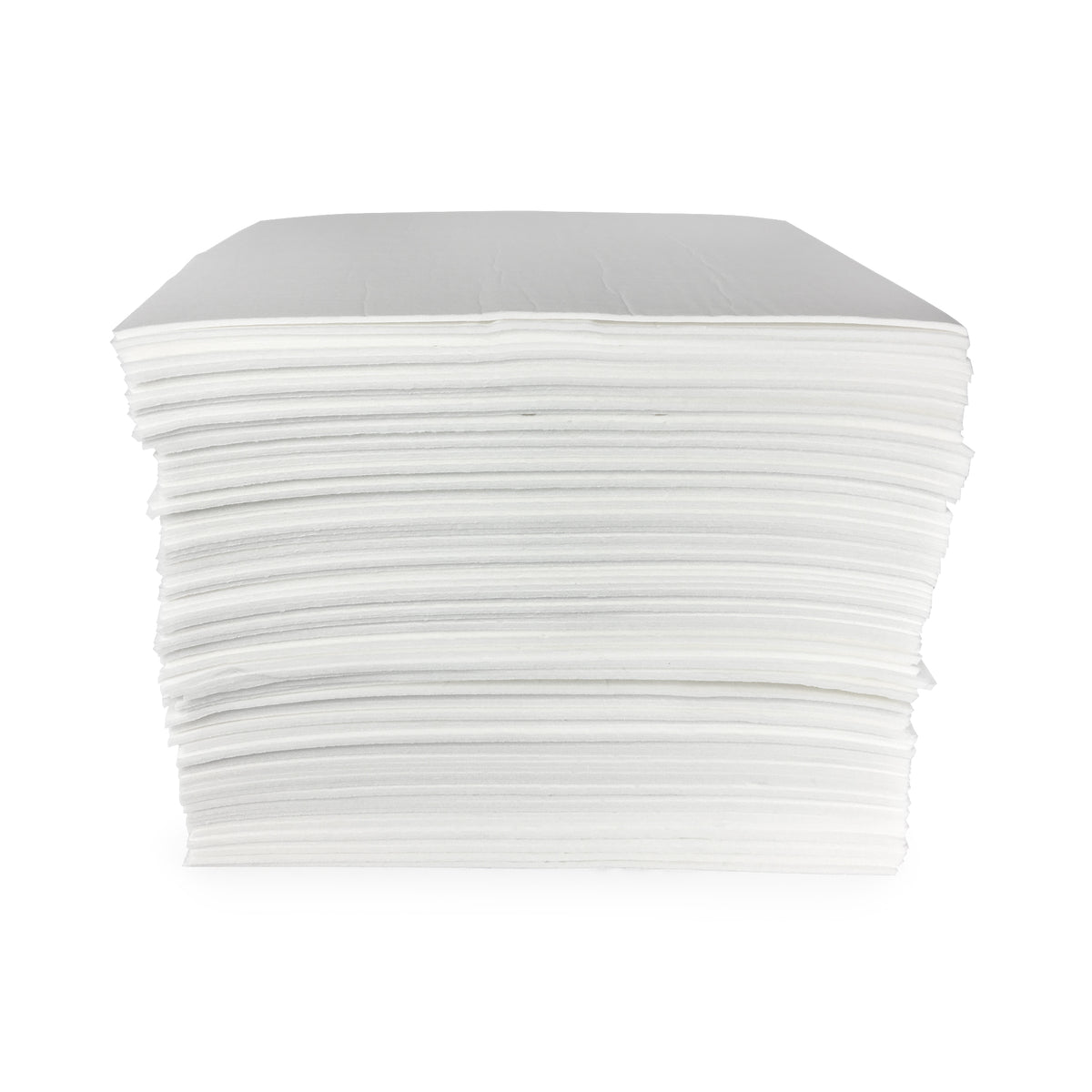 One hundred Mighty Mat absorbent mats on a white background
