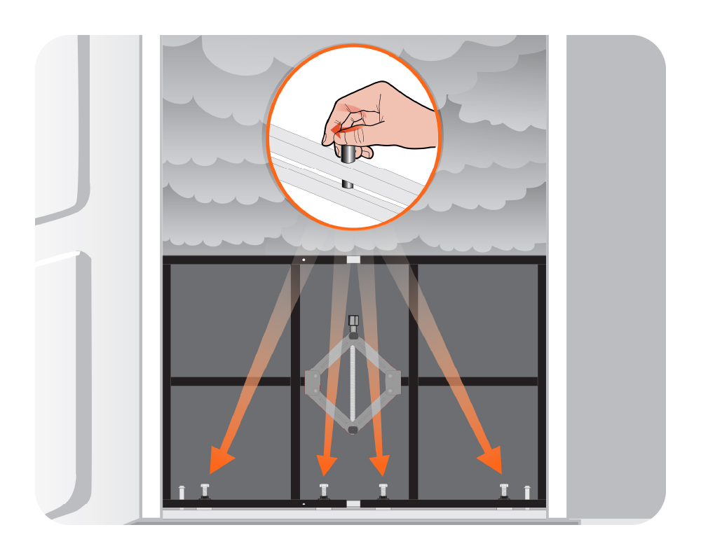 Diagram showing a flood gate system with arrows indicating how to install