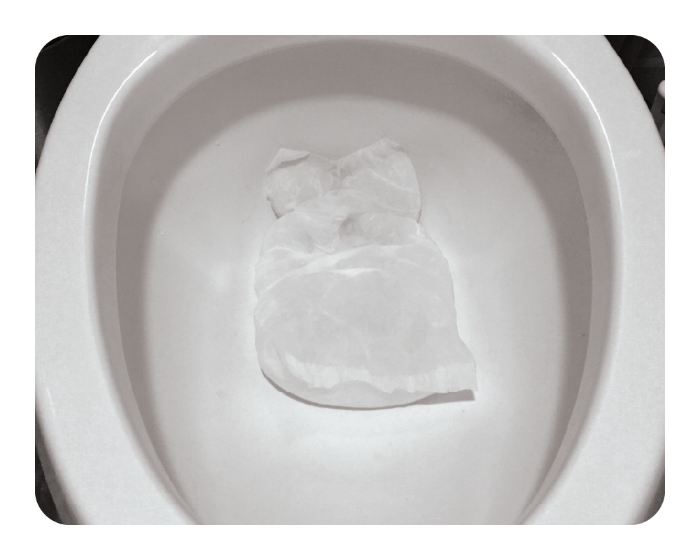 Toilet using a Quick Dam Mat to absorb water
