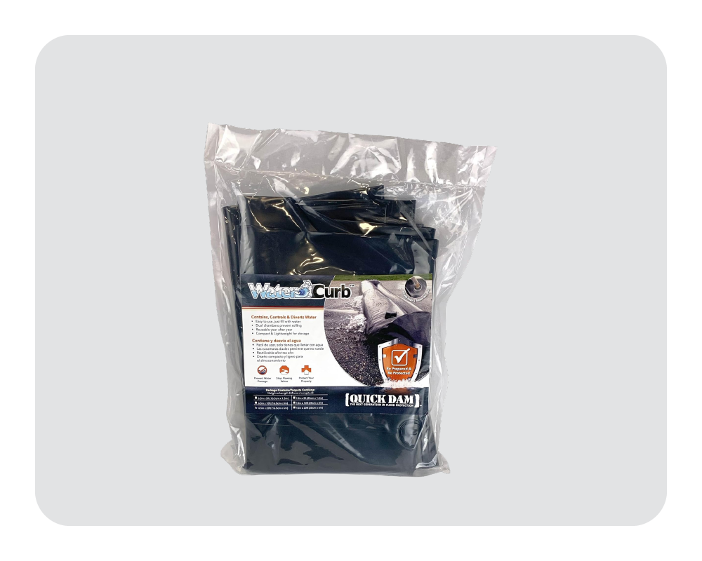 Package of Quick Dam Water Curb product on a white background